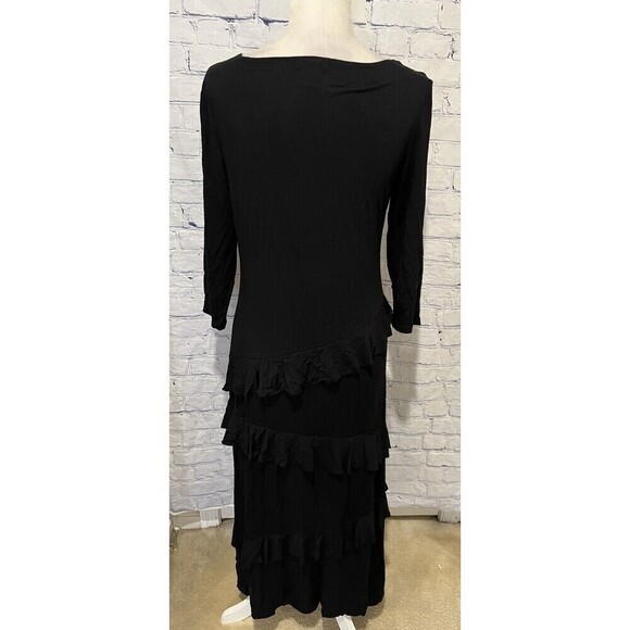 Multiples Long Sleeve Black Ruffle Long Maxi Dress - Soft And Stretchy - Size M - Picture 5 of 10